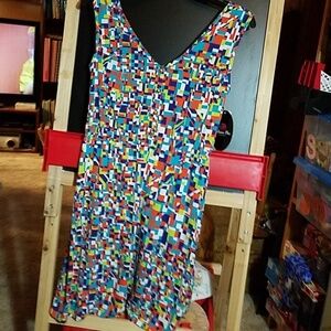 Volume One Tank Dress V-neck Asymmetrical Print